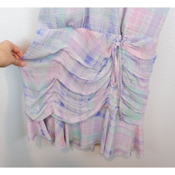 Veronica Beard Womens Dakota Plaid Silk Mini Dress, size 6 - Picture 6 of 16